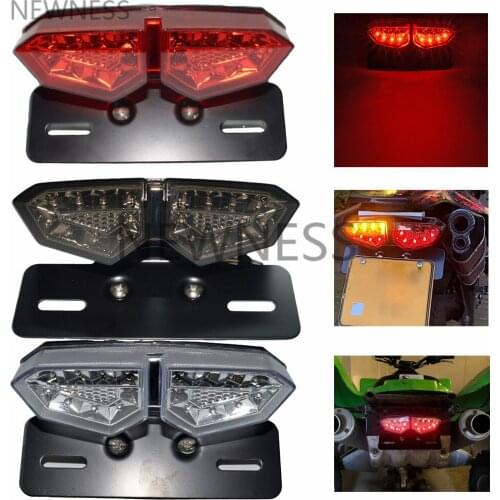 Motorcycle Tail Light Brake Led Light License Plate Holder Rear Turn Signal LED Lamps Universal For Harley Bobber Cafe Racer ATV