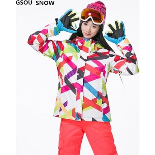 Gsou snow -30 degrees brand winter Jacket snowboard for For Women Waterproof 10000 windproof colored womens Sports ski jacket