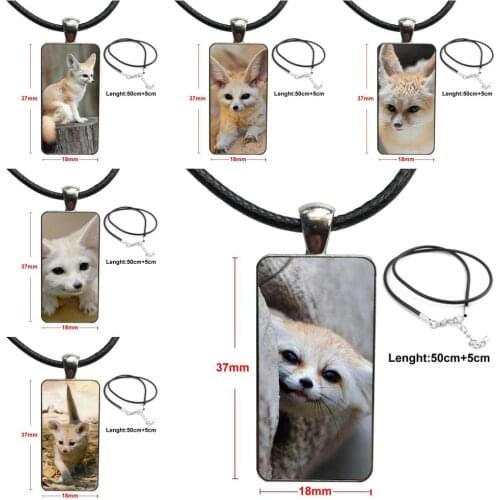 For Unisex Party Gift Fennec Fox Glass Pendant Galaxy Pendant Necklace Women Steel Plated Necklaces Jewelry