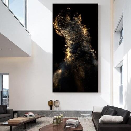Gold and Black Abstract Canvas Painting Modern Cuadros Home Living Room Decoration Canvas Prints Wall Art Posters and Prints Art