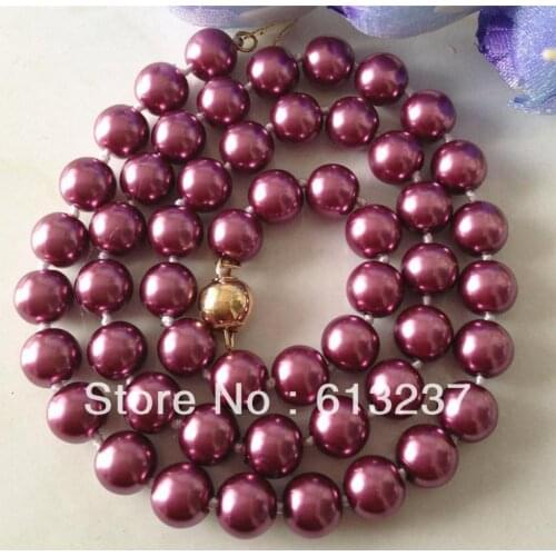 10mm red shell simulated-pearl round beads rope necklaces for women high grade free shipping gifts jewelry making 18inch MY4163