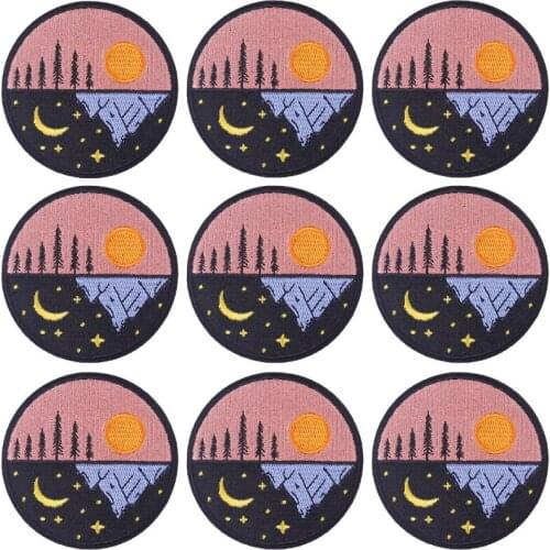 10Pcs/Set Outdoor Travel Sun Moon Forest Patch For Clothing Iron On Embroidered Patches For Clothes Appliques For DIY T-shirt