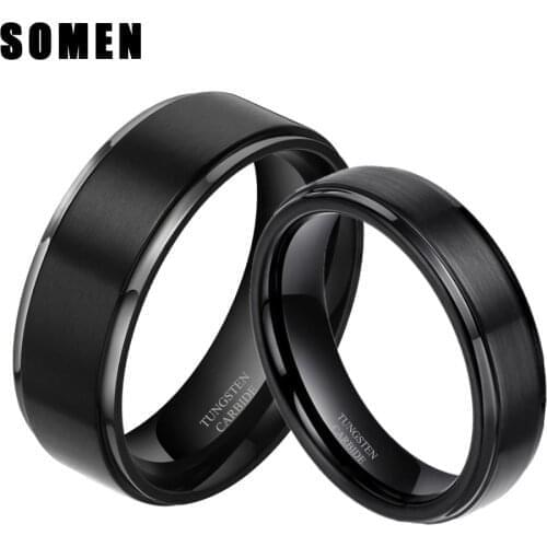 2Pcs New Classic Design Mens Womens Couple Tungsten Carbide Rings Wedding Band Engagement Rings Set