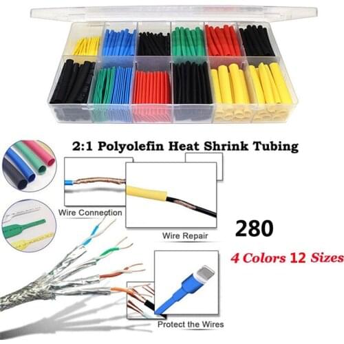 530pcs Shrink Tube Assorted Insulation Shrinkable Tube 2:1 Wire Cable Sleeve Kit Polyolefin Insulation Sleeving dropshippin