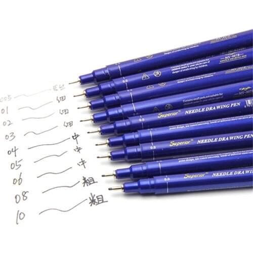 9Pcs Pigment Marker Micron Hook Line Drawing Marker Pen Sketch Art Supplies Manga Brush Art Painting liner marker Pen