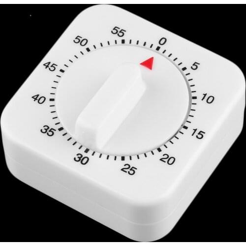 White Plastic Body With Metal Mechanisms 60 Minute Mechanical Kitchen Cooking Timer Food Preparation Baking Alarm Clock