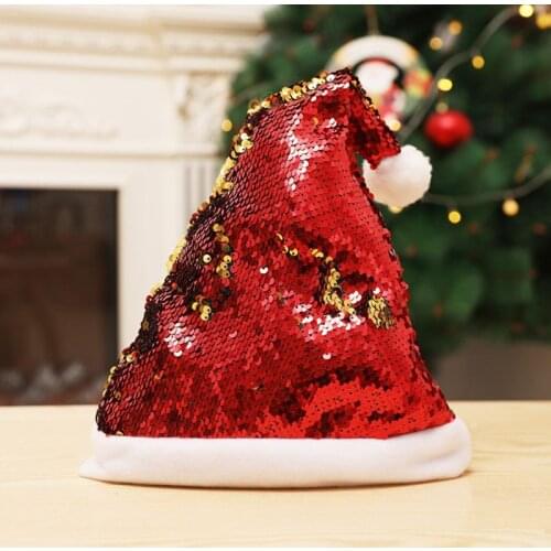 Shining Sequin Funny Party Hats for Adults and Kids Christmas Xmas Santa Hat Cap for Christmas New Year Festival Holiday Party