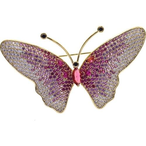 Sweet Butterfly Brooch For Women Micro Pave Cubic Zirconia Insect Brooches Pins Brand Design Wedding Corsage