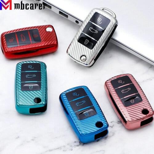Tpu Carbon Filber Car Key Case Cover For VW Volkswagen Polo Tiguan Passat B5 B6 B7 Golf 4 5 6 MK6 Jetta Lavida For Skoda Octavia