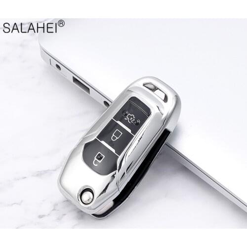 Soft TPU Key Case Cover For Car For Ford Focus 2 3 MK3 ST RS Ecosport Fuga Escape Fiesta Fold Fey 3 Button Auto Key Shell Chain
