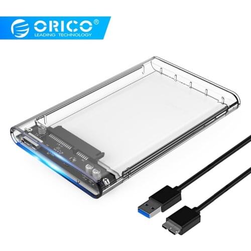 ORICO HDD Case 2.5 inch SATA to USB3.0 USB SSD Adapter for 7mm Hard Disk Drive Box clear External mobile HDD HD Enclosure box