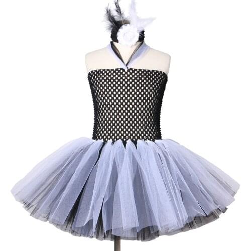 Black And White Bride Of Frankenstein Girls Tutu Dress With Headband Scary Monster Zombie Girls Halloween Dress Costume For Kids