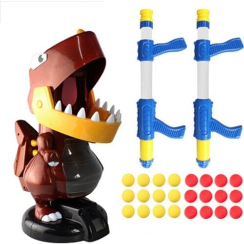 Dinosaur Shooting Toy for Kids Games with Air Pump Foam Balls Sounds Interactive Fun Party Game Toys Emotion