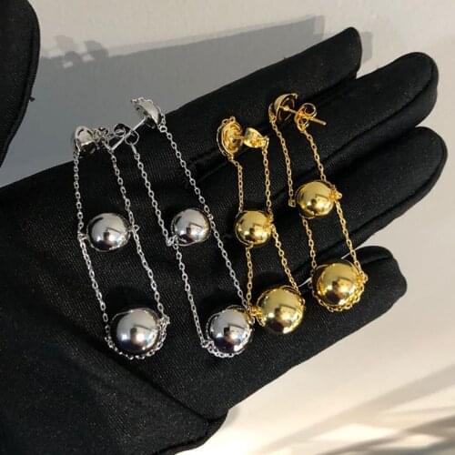 Metallic Balls Long Earrings Gold/Silver/Color Personality Statement New Fashion Jewelry oorbellen