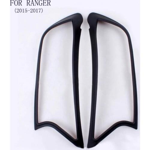 For Ford Ranger 2015 2016 ABS BLACK Auto Lamp Hood Covers Decorations trim Headlight Lamp Shade Front Light Lamp Cover 2pcs/set