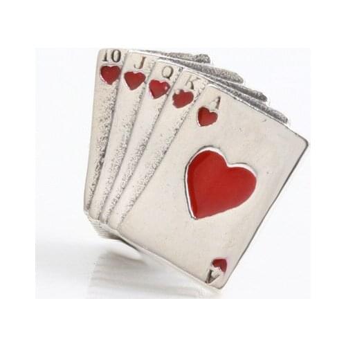 S925 Sterling Silver New Playing Card Beads Fit Original Bracelet Pendant Diy Jewelry Charms Gift