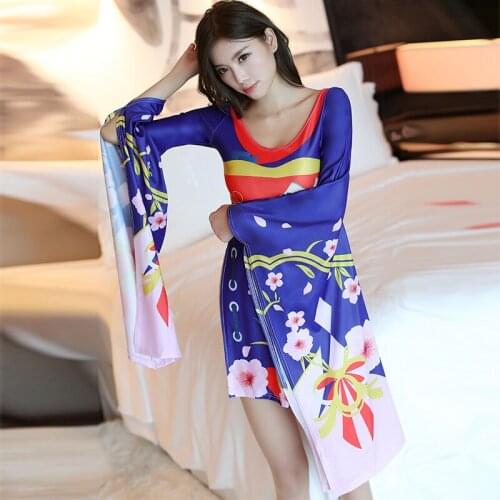 High Cut Cherry Blossom Sleeved Erotic Japanese Geisha Role Play Porn Dress Onmyoji Anime Game Cosplay kimono Sexy Costume Women