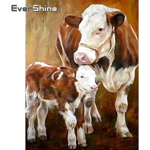 EverShine Full Drill Square Diamond Painting Cattle Diamond Mosaic Animal 5D DIY Embroidery Picture Of Rhinestones Handmade Gift