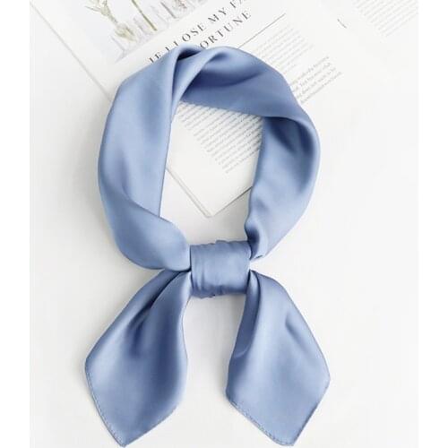 Fashion Hair Scarf For Women Solid Colors Small Shawls Wraps Cute Handkerchief Silk Satin Bag Scarfs Female 70*70cm Neck Scarves