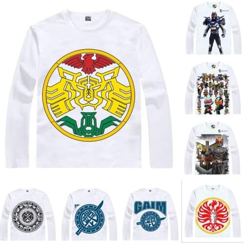 Coolprint Anime Shirt Kamen Rider Masked Rider T-Shirts Long Sleeve Riderman Skyrider Kuuga Agito Kabuto Cosplay Motivs Shirts