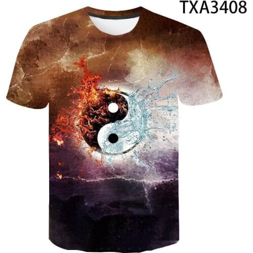 Yin Yang 3D Tshirt Men Black Vintage T-shirt Graphic 3d T Shirt Hip Hop Tee Cool Casual Mens Clothing Summer Streetwear Lovely