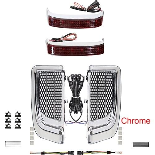 Chrome Fairing Lower Grills Turn Signal And Red Lamp Saddlebag Light For Harley Road Glide 14 15 16 17 18 19 20