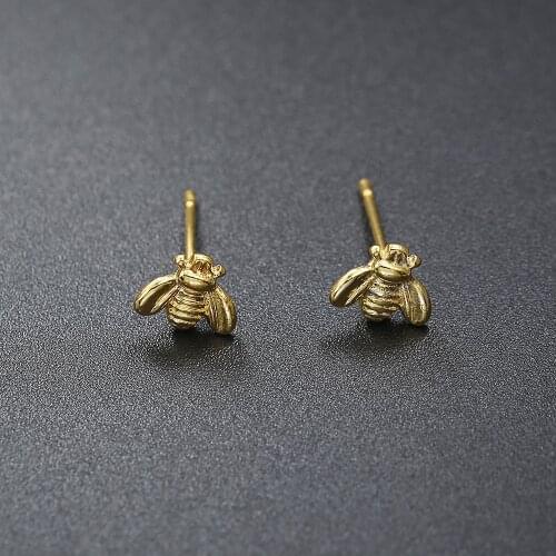 2019 Hot Sale 1 Pair Cute Tiny Bee Earring Jewelry Rose Gold/Silver Plated Honey Bee Earrings Stud Unique Earrings Jewelry Women