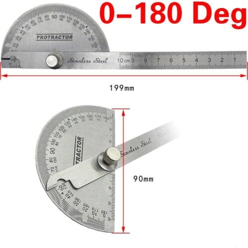 0-180 Degrees 10cm Angle Ruler Goniometer Stainless Steel Protractor Round Head Ruler Woodworking Angle Square Corner Test