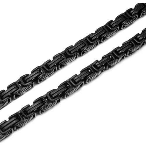 CHIMDOU 60cm 9mm Vintage Style Huge Heavy 316L Stainless Steel Black Byzantine Chain Mens Christmas Necklace