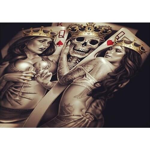 5D DIY Diamond Painting Full Square Round 3D Embroidery Poker Queen Pictures of Rhinestones Cross Stitch Kit Room Decor DF633