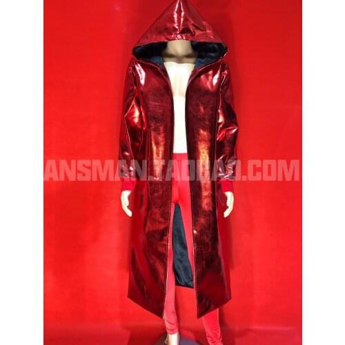 Nightclub Bar Male Singer DS DJ GOGO New Year Theme Red Symphony Long Loose Jacket Costume