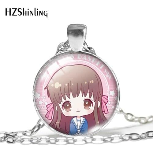 2021 New Fruits Basket Pendant Necklace Yuki Kyo Shigure Anime Pendants Round Glass Photo Necklaces 25mm Jewelry Gifts