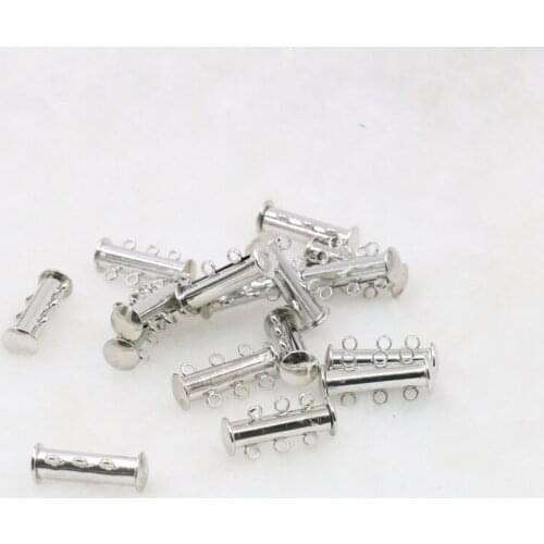 Wholesale 10pcs 3 Rows Silver Plating Accessories DIY Necklace Bracelet Magnetic Clasp Free Shipping Jewelry Making Beads M467