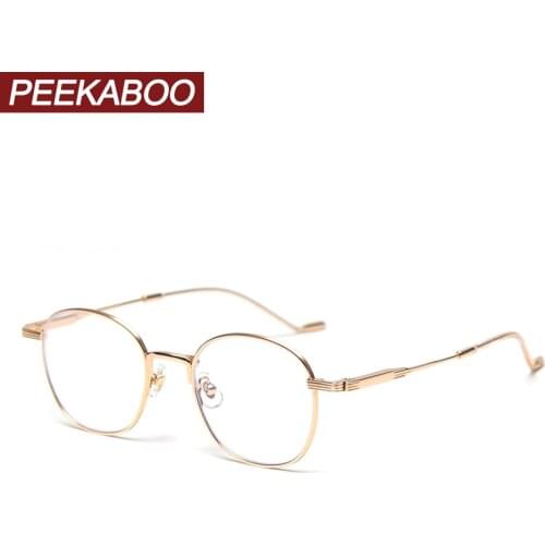 Peekaboo blue light blocking glasses optical metal frame high quality gold men square eyeglasses prescription woman clear lens