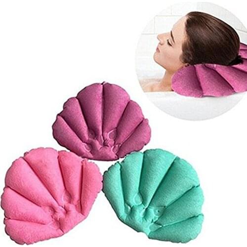 Bathroom Products Spa Inflatable Bath Pillow Towel Cloth Shell Shaped Neck Bathtub Cushion Bathroom Accessories Random