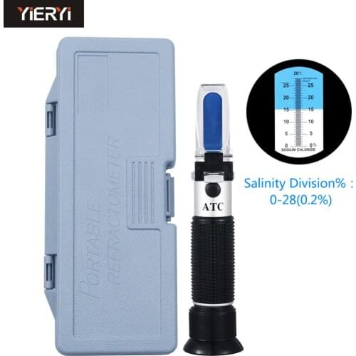 Salinity Refractometer 0-28 Food Sodium Chloride Handheld Refractive Salt Concentration Meter Mariculture Tester with The Box
