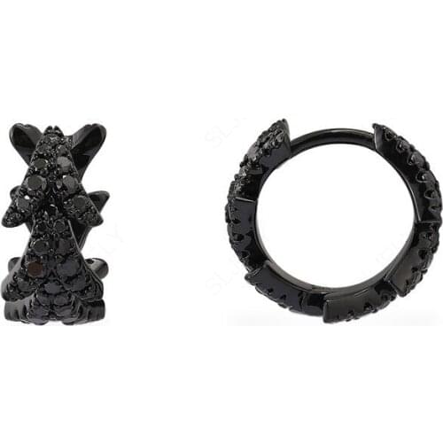 Fashionable Genuine Micro 925 Sterling Silver Black Dragon Tail Hoop Earrings For Women Luxury Brand Jewelry