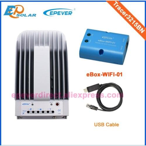 Solar Tracking regulator 30A 12V 390W panels home solar system Tracer3215BN USB cable PC connect eBOX wifi adapter Phone APP