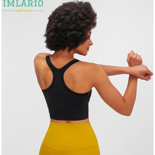 IMLARIO Racerback Sports Bra Gym Workout Cropped High Impact Yoga Tanks Removable Padded Ultra-soft Women Sexy Mini Top Bralette