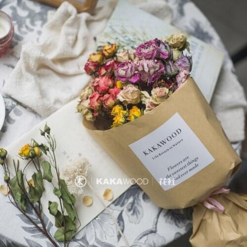 Northern European-Style Natural Plant Dried Flowers Dried Fruits Dried Flowers Colored Roses Creative Small Bouquet Gift Home