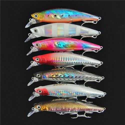 Swolfy 7pcs Sinking Minnow Fishing Lures Plastic Isca Pesca Leurre Peche Souple Hard Bait Fishing Tackle