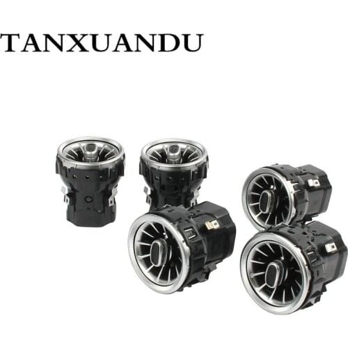 Turbine Rotate Chrome Plating Piano Paint AC Dashboard Air Vent Set For BENZ C Class W205 2015-2018 GLC W253 2016-2018 3COLORS