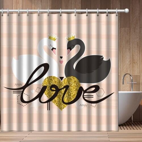Cartoon Flamingo Shower Curtain Waterproof Bathroom Curtain Tropical Plant Home Decor Polyester Fabric Color Curtain