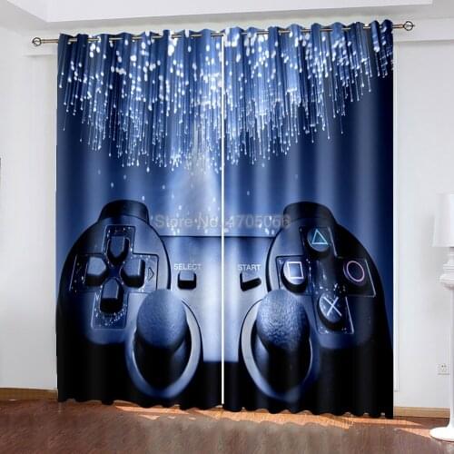 Gamepad Shading Window Drapes for Bedroom Living Room Cartoon Curtain Blackout Insulation Polyester Decor Boys Girls Gifts