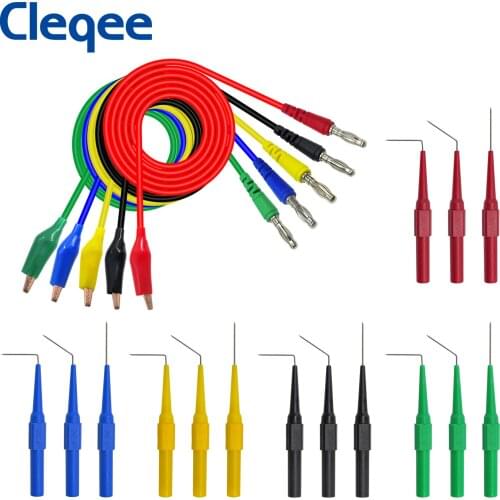 Cleqee P1920 Alligator clip to Banana plug test lead test probe connect to 4mm banana plug for electrical back probe kit