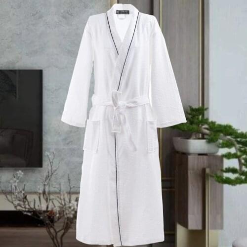 Robe de chambre femme Waffle Robe For Women 100% Cotton Bathrobe Hotel Robe Ladies Casual Homewear white Coffee bathrobe