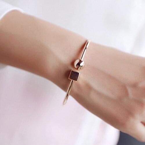 Fashion Ladies Circle Square Open Bracelet Women Punk Geometry Bracelets & Bangles Jewelry Bijoux