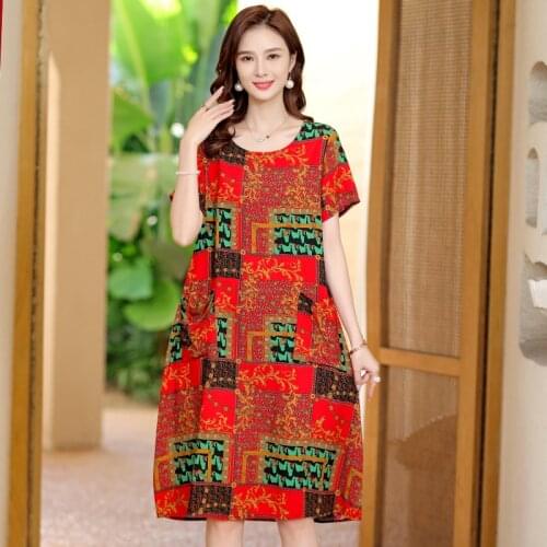 Dress Womens Summer Sundress 2021 Casual short sleeve dress Vestidos Female O-Neck Robe Oversized Bohemian dresses