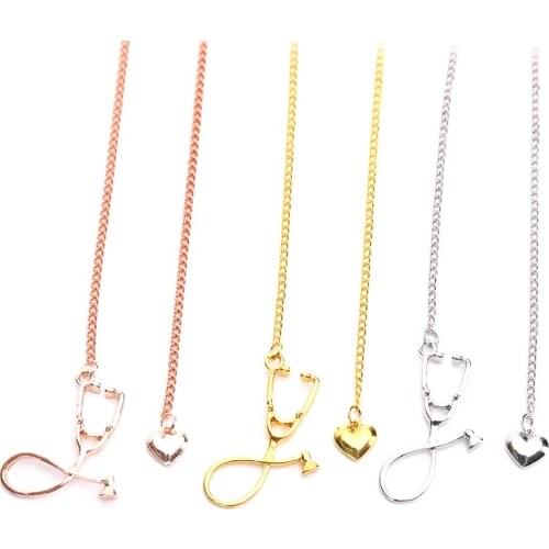 1pc Medical Equipment Nurse Heart Stethoscope Necklace Nursing Jewelry Medicine Graduation Gifts Student Bijoux Femme