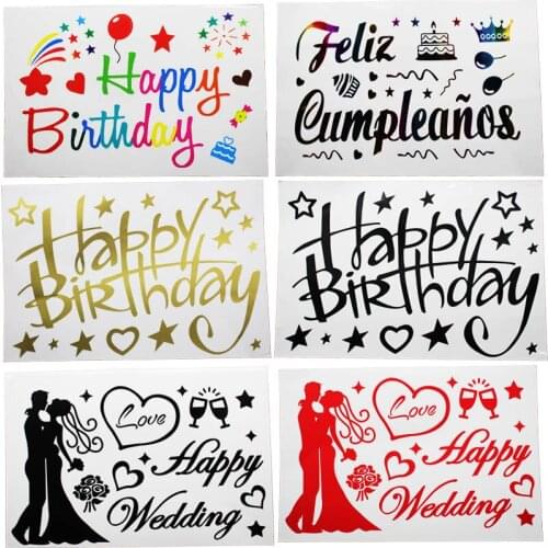 1pcs Happy Birthday Happy Wedding Stickers Kids Birthday Wedding Party DIY Balloons Decorations Party Supplies Photo Props